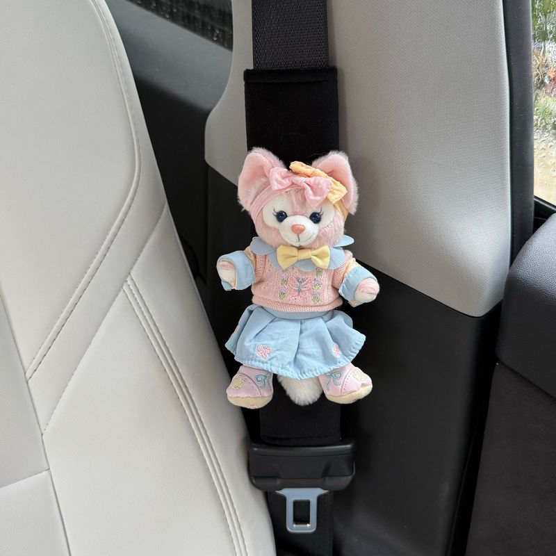 2025 Spring Stellalou and Belle Car Seatbelt Shoulder Pads Car Interior Decoration Protection Universal Cartoon Shangdi Spring Belle Shoulder Pads (Black)