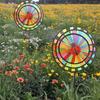 Flower Triple Wheel Colorful Rainbow Pinwheel Wind Spinners Windmill Toys Garden Windmill