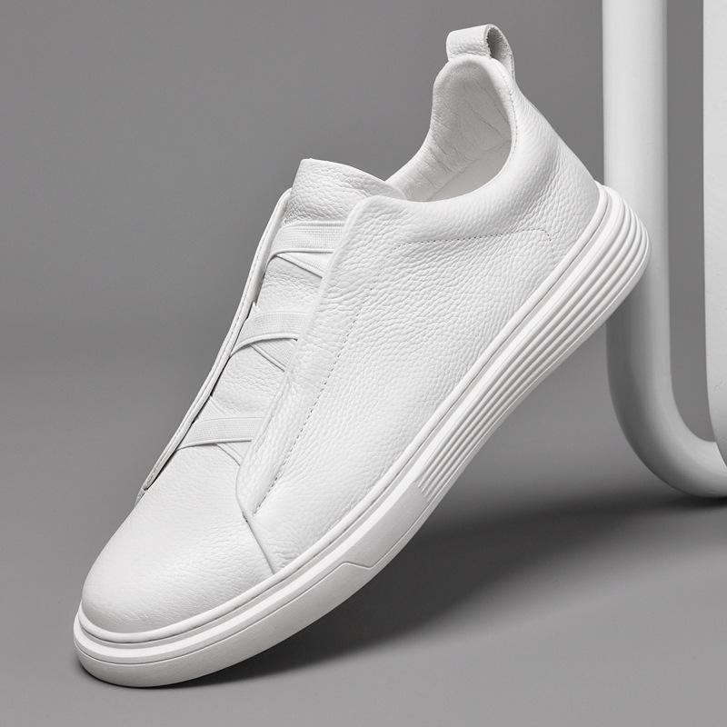Popular Men's and Women's Flat-soled White Shoes In Europe, First-layer Cowhide Versatile Board Shoes, Comfortable Sports and Leisure Style Leather S