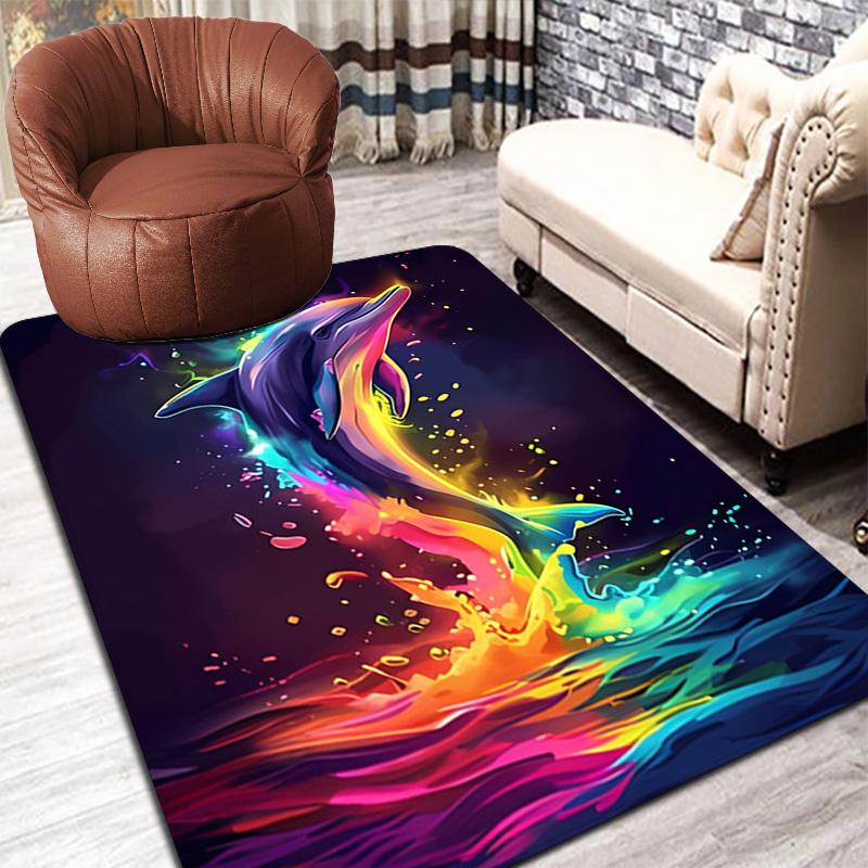 Colorful Dolphin Rug Floor Mat for Living Room or Bedroom Soft and Comfortable Carpet a Gift for Birthday and Holiday.MFF0918539
