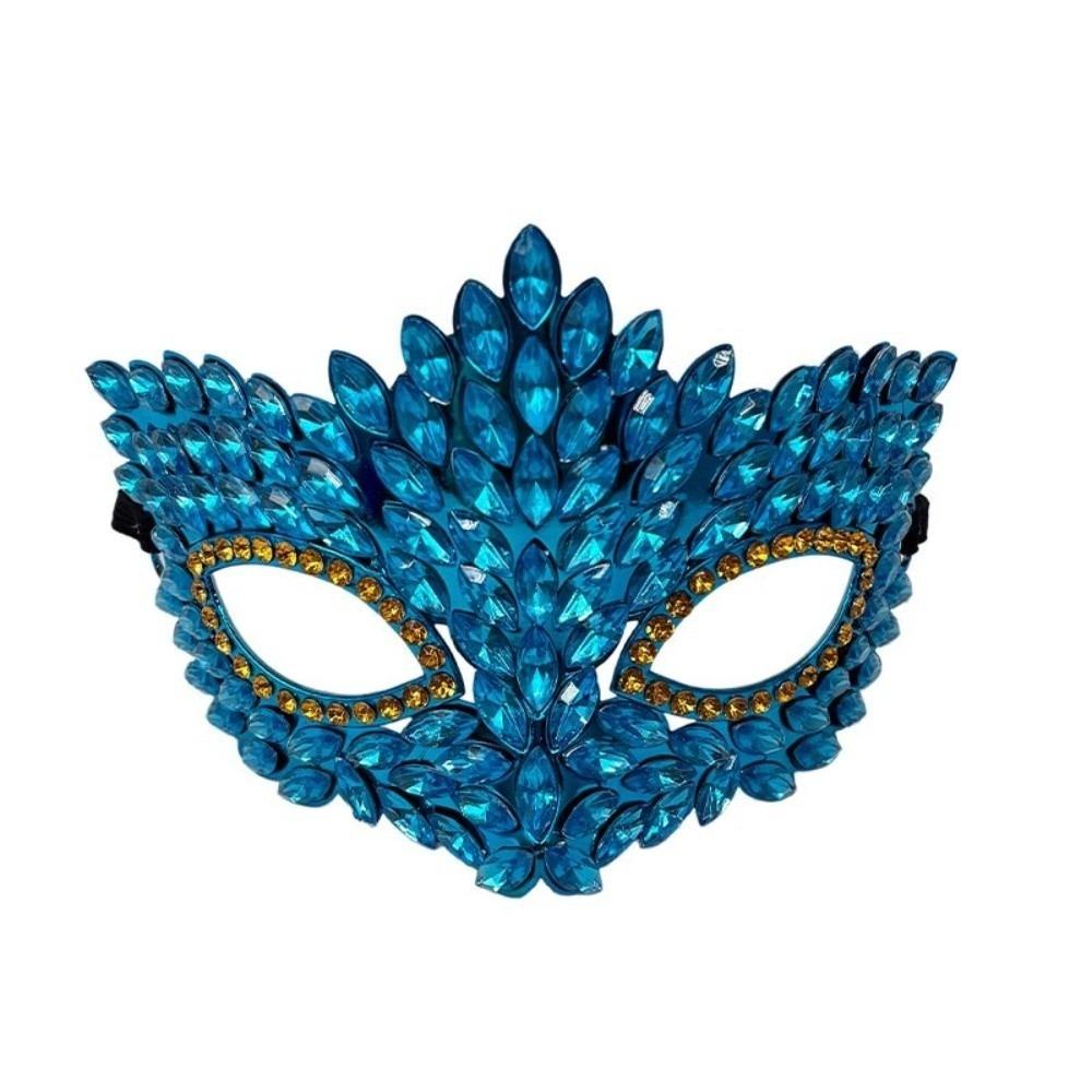 Luxury Half Face Mask Flame Leaf Rhinestone Half Mask Elegant Masquerade Mask Halloween Parties