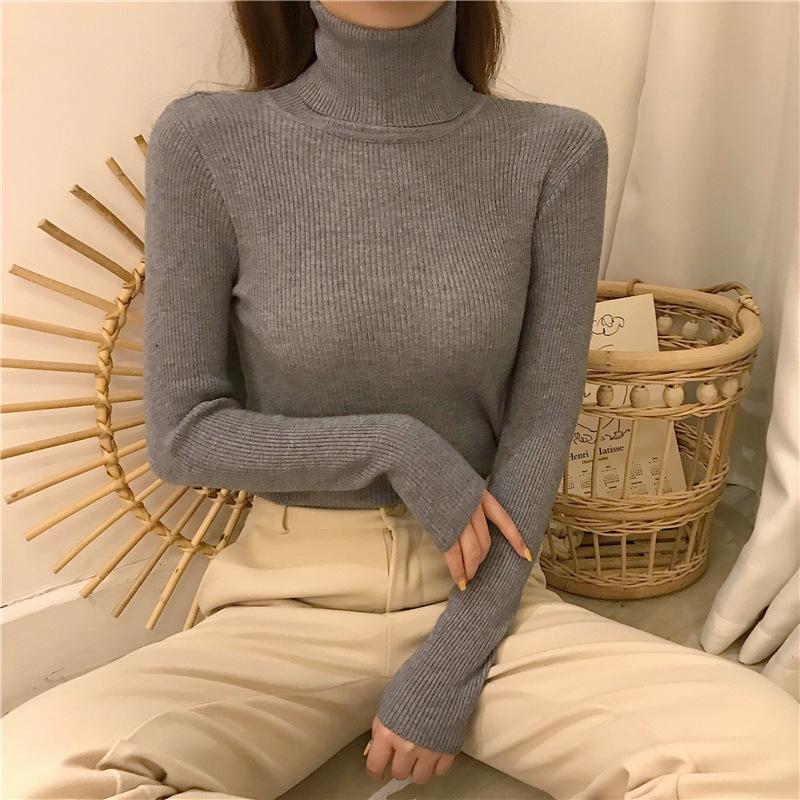 Autumn and Winter Solid Color Basic Versatile Turtleneck Thickened Long-sleeved Classic Slim-fitting and Thin Knitted Sweater