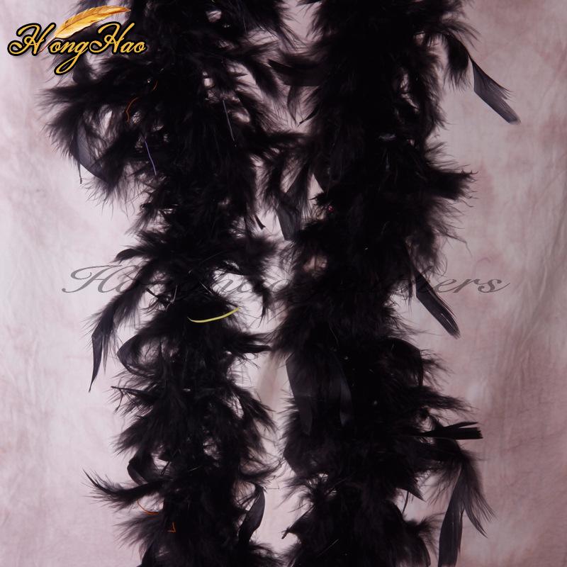 

Большой шарф из полоски перьев индейки для сцены и свадебного украшения чёрный