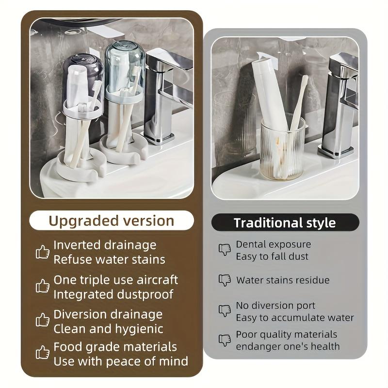 1 τεμ. Μοντέρνα & Διάφανη Θήκη Οδοντόβουρτσας Μπάνιου με Σχεδιασμό Ανθεκτικό στις Διαρροές & Αδιάβροχη Βάση - Ελεύθερο Κύπελλο Οδοντόβουρτσας με Αποθήκευση Οδοντόβουρτσας
