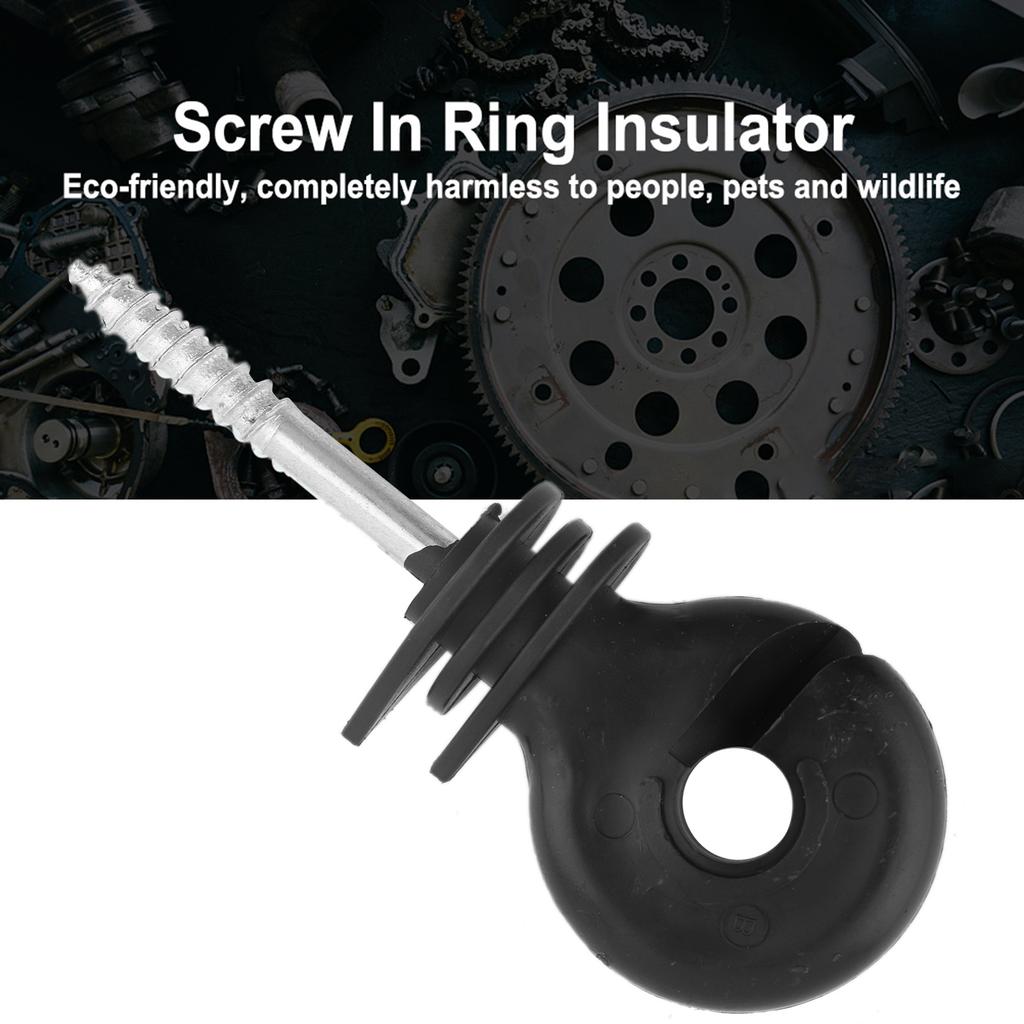 50 Pcs/Set Black Screw In Ring Insulators Electric Fence Accessories For Wood Post