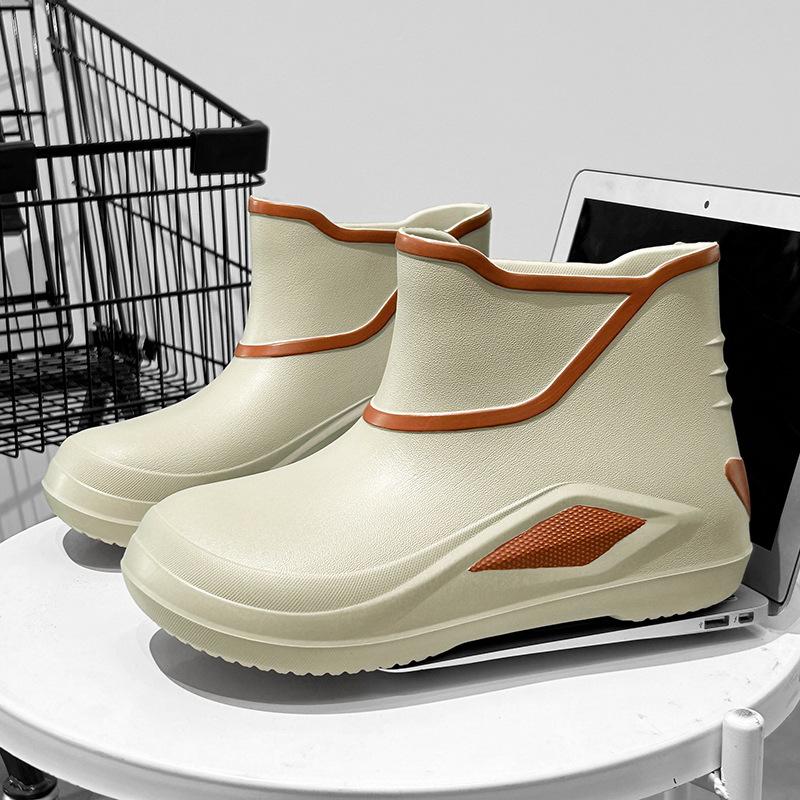 Nazouvací pánské gumové holínky Vodotěsné platformové kotníkové boty Módní venkovní protiskluzové holínky Pánské rybářské pracovní galoše