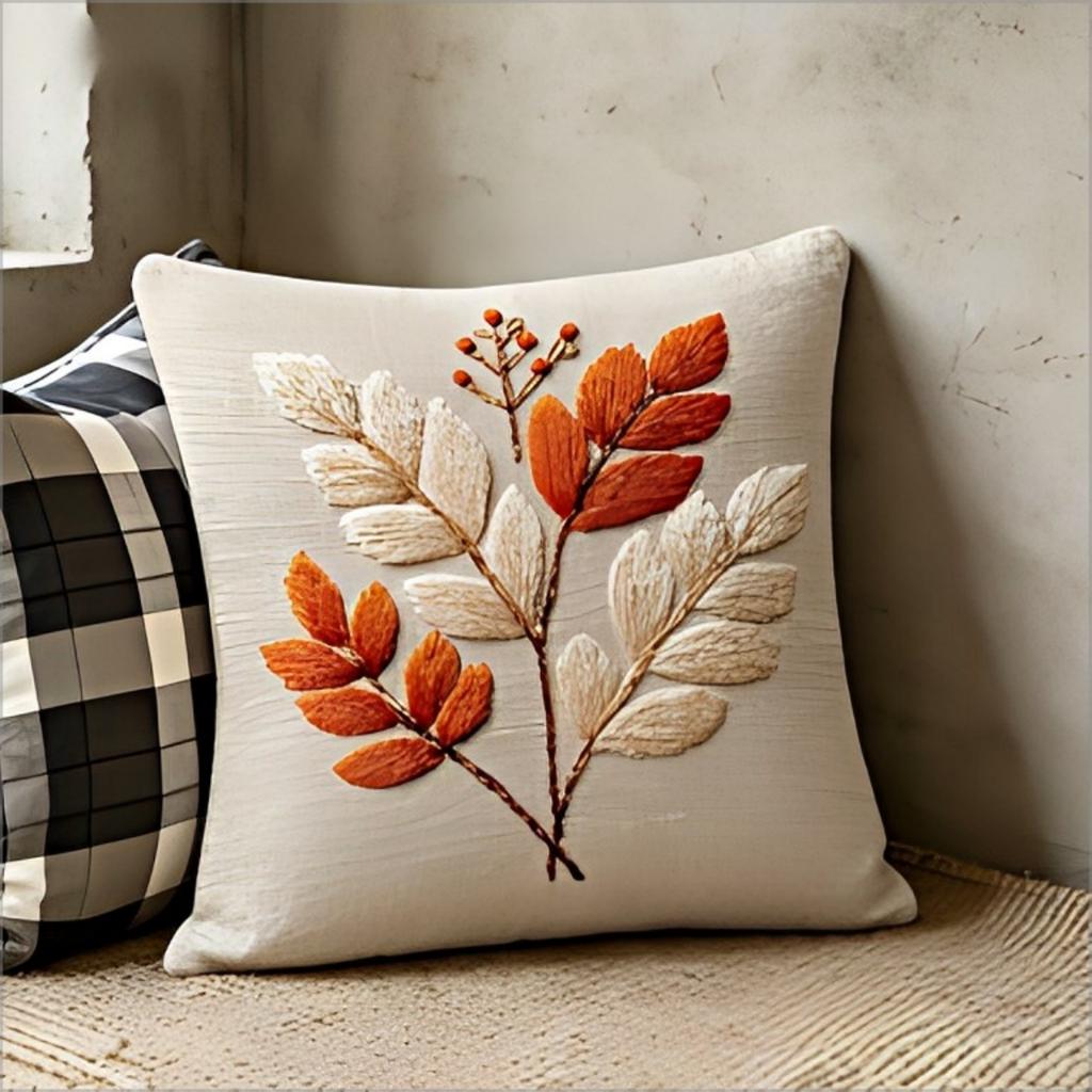 Fall Leaf Throw Pillow Cover Boho Autumn Botanical Berry Decorative Cushion Case For Sofa Living Room Home Decor