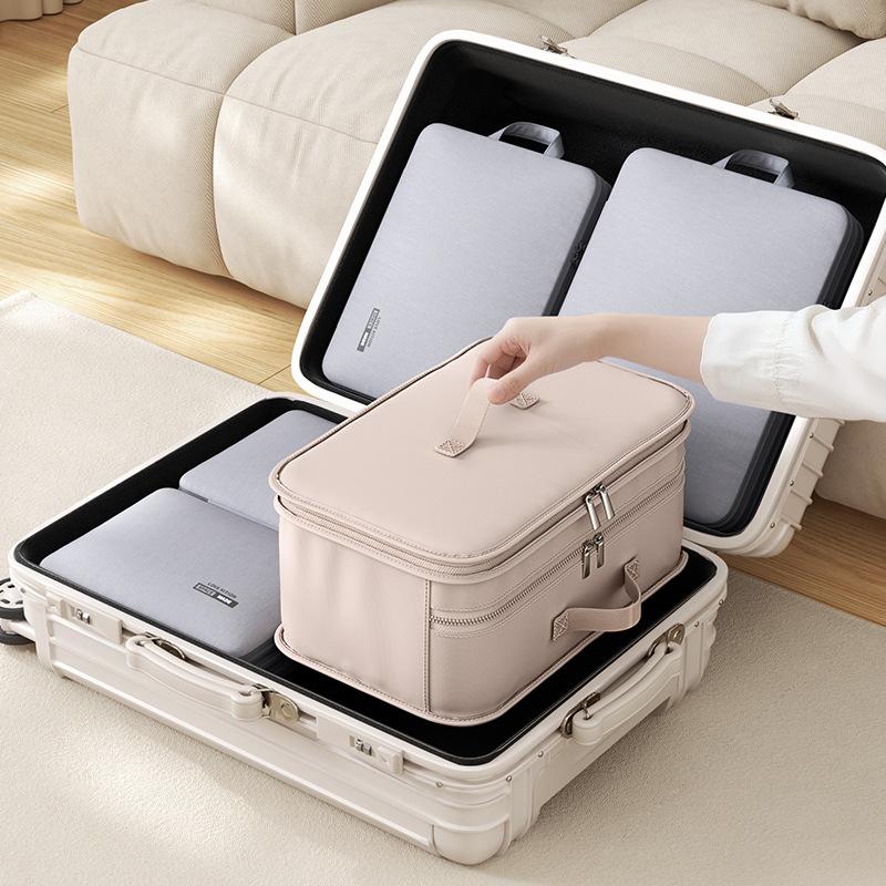 Portable Hanging Suitcase Organizer With Multiple Compartments Foldable Travel Packing Cube For Clothes Toiletries