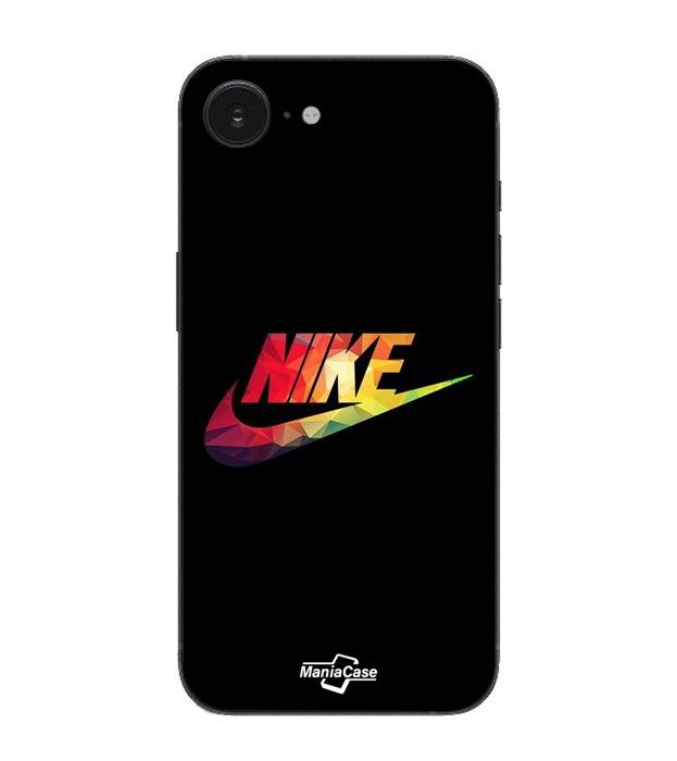 Coque Maniacase Pour Iphone 16E nike logo coloré front noir