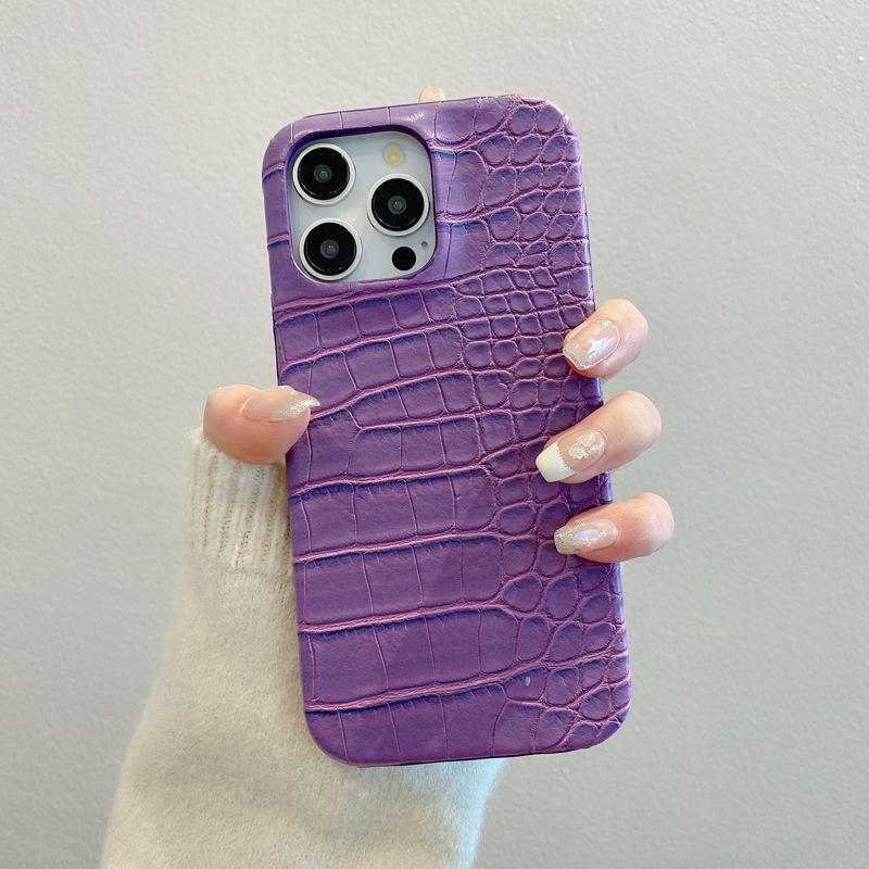 Crocodile Leather Texture Is Suitable for Apple 16promax Phone Cases, IPhone15 High-end 14 Shockproof 13 Luxurious Men's Leather Cases