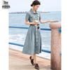Women's Lapel Denim Short-Sleeve A-Line Dress