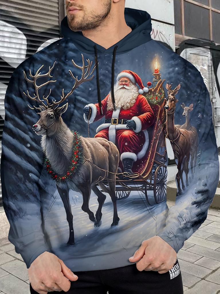 3D Printed Santa Claus Graphic Adult Hoodies Christmas Family Party Stylish Sweatshirts Reindeer Casual New Year Unisex Clothes