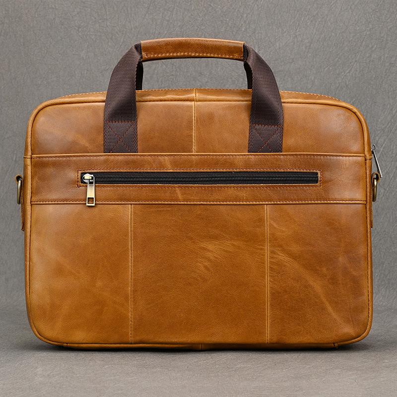 Leather Men'S Briefcase Fashion Business Handbag Cowhide Computer Bag Shoulder Commuter Bag