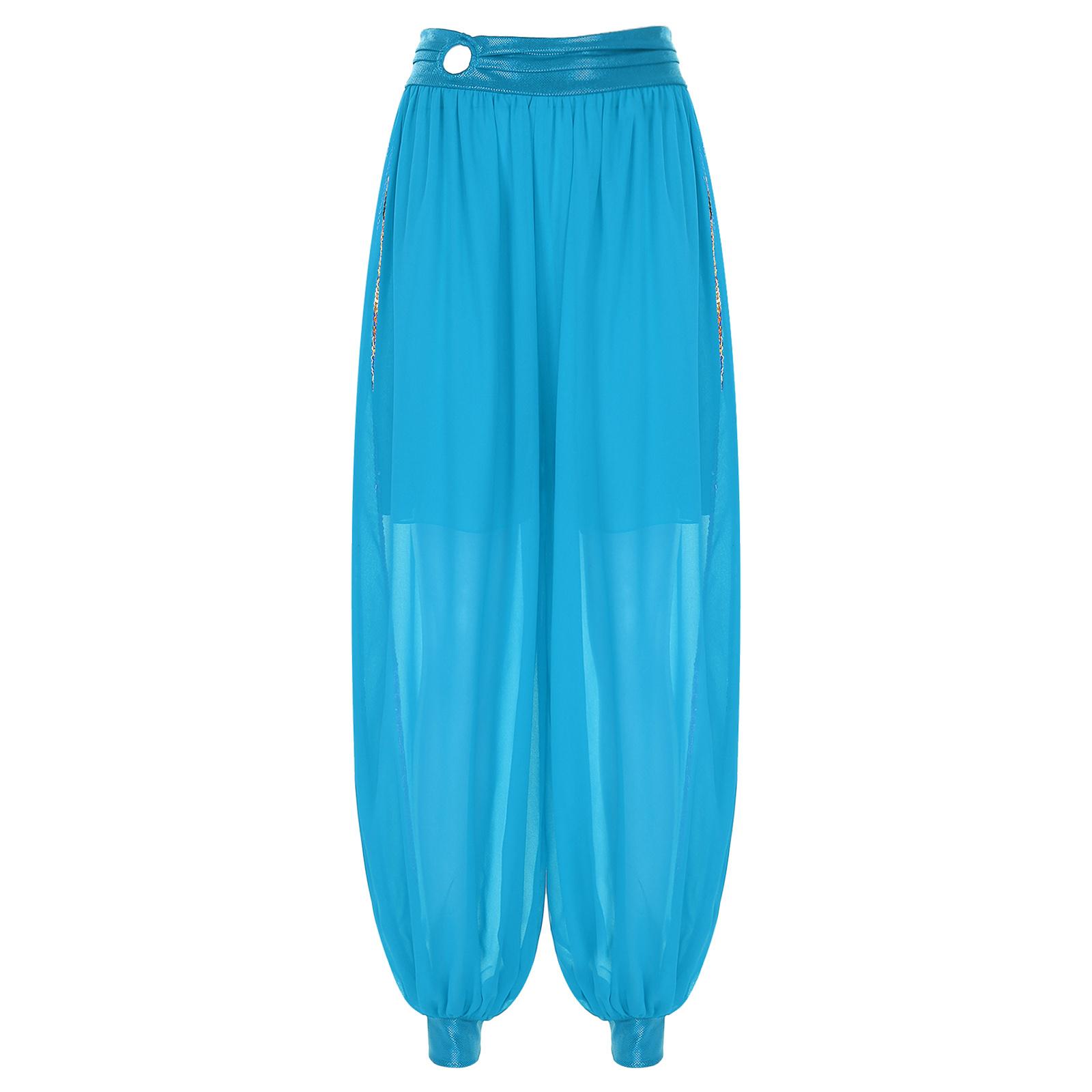 

Жіночий танець живота, панталони з шифоновими штанами, рюшами та поясом, бічним розривом, карнавальний костюм One Size жовтий