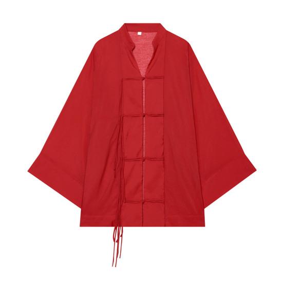 Handgemachtes Knopflochhemd Damen Hemd mit Stehkragen, Chinesische Frosch-Bluse für Frühsommer Freizeit-Outfit Herbst, Lockeres einfarbiges Langarm-Oberteil Frühjahrs-Kleidung