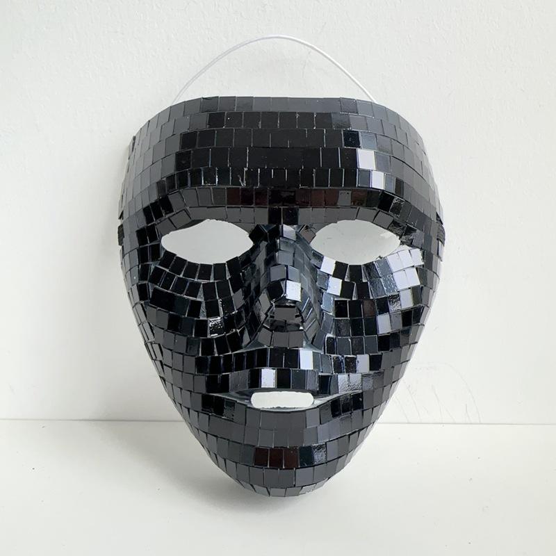 Disco Ball Glitter Mirror Face Mask Festival Masquerade Masks for Cosplay Halloween Party Rave Night Club Mask DJ Accessories