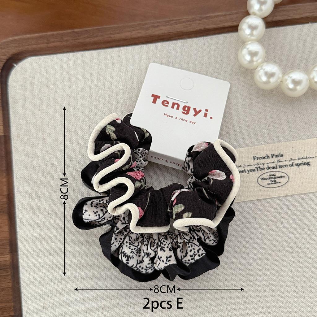 2pcs Korean high-end black and white hair tie set Girl's versatile pearl head rope ponytail head rope high stretch hair ornament