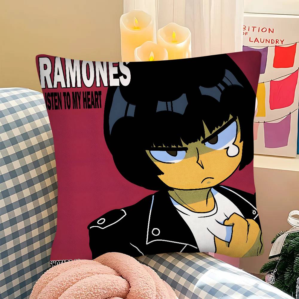 1pc Band Punk R-Ramones Anime Pillow Case Fashion Square Pillowcase Bedroom Sofa Room Ins Decoration Leisure
