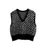 V-neck Loose Casual Zebra Pattern Ladies Autumn and Winter Sleeveless Vest, Fashionable and Exquisite Ladies Pullover Knitted Sweater6230#