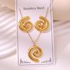 Polished Stainless Steel Vacuum Electroplated Elegant Fashion Earrings & Necklace Set