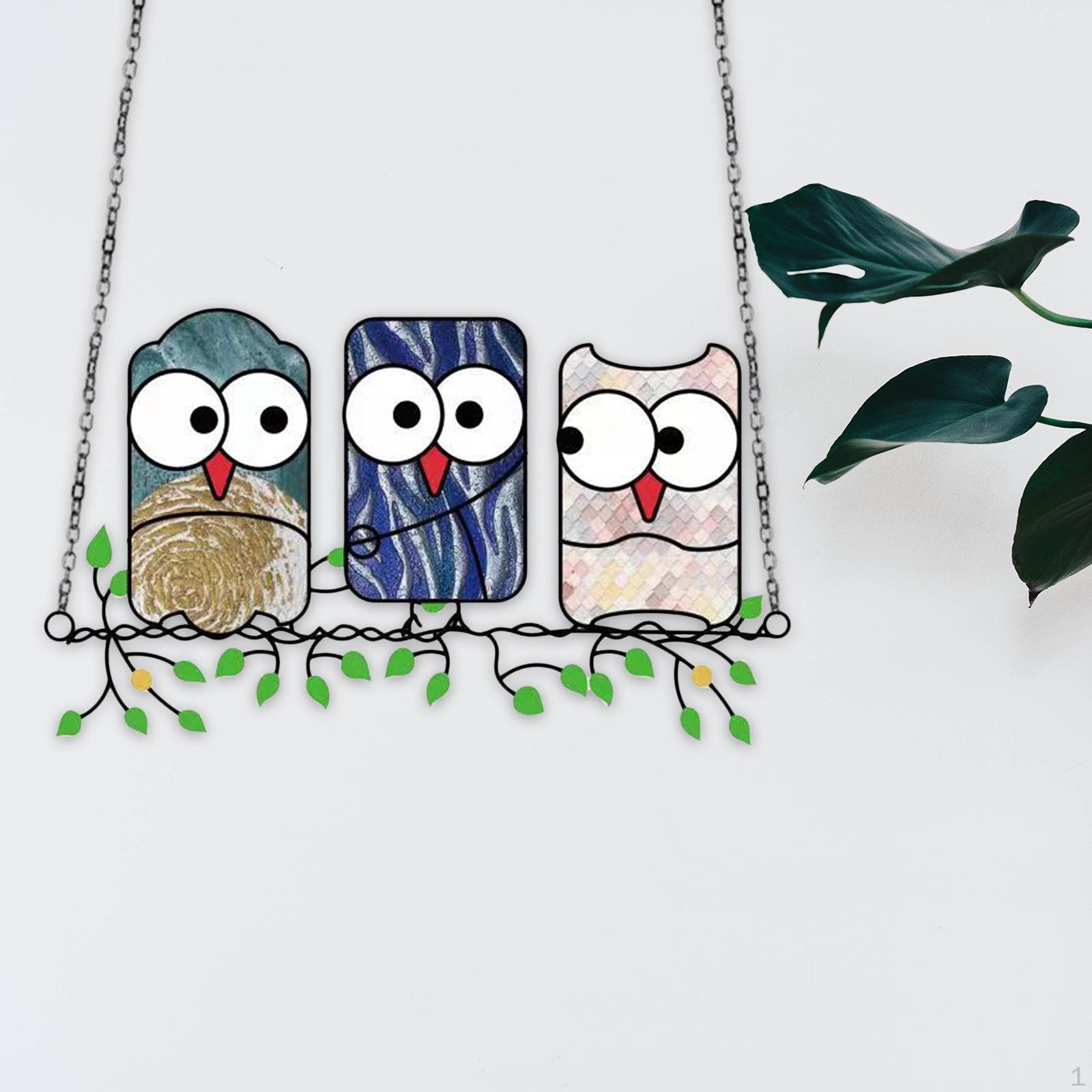 

Owl Acrylic Mothers Day Stained Ornament Garden Decor Multicolor Spring Decorations for Window C