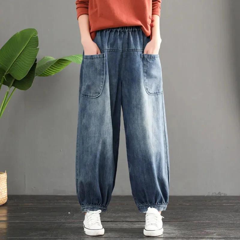 Five Fine Oversized Hoge Taille Dames Harem Enkellange Jeans Lente Baggy Casual Vintage Denim Broek Koreaanse Mode Mom Vaqueros XXL