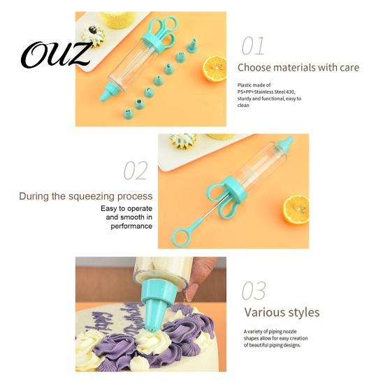 DIY Pastry Decoration Set Dessert Cake Icing Dispenser, 8/11 Interchangeable Nozzles Piping Tips, Easy Control Decorator Ergonomic Transparent Barrel