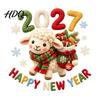 Static Window Clings Happy New Year Cling 2027 Crochet Sheep Snowflake Removable Glas Sticker Reusable Christmas Holiday Decoration Decal