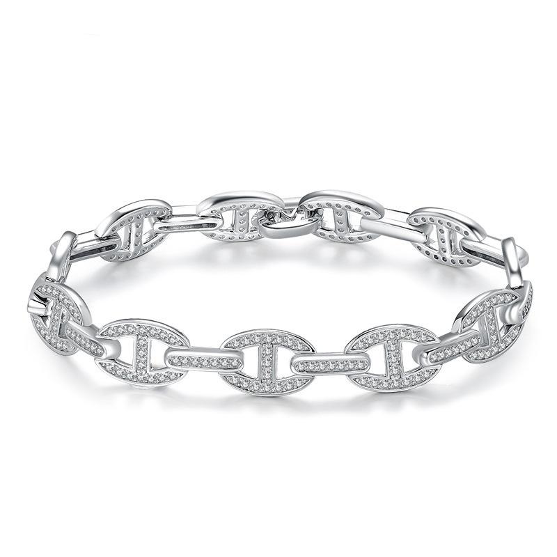 Xiancan 2024 S925 Silver Pig Nose Diamond Bracelet - Stylish Mingyuan Fashion