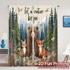 Set Of 2 Minimalist Flat Printing Curtains Without Rod Adventure Forest Chic Polyester Easy Install All Curtain