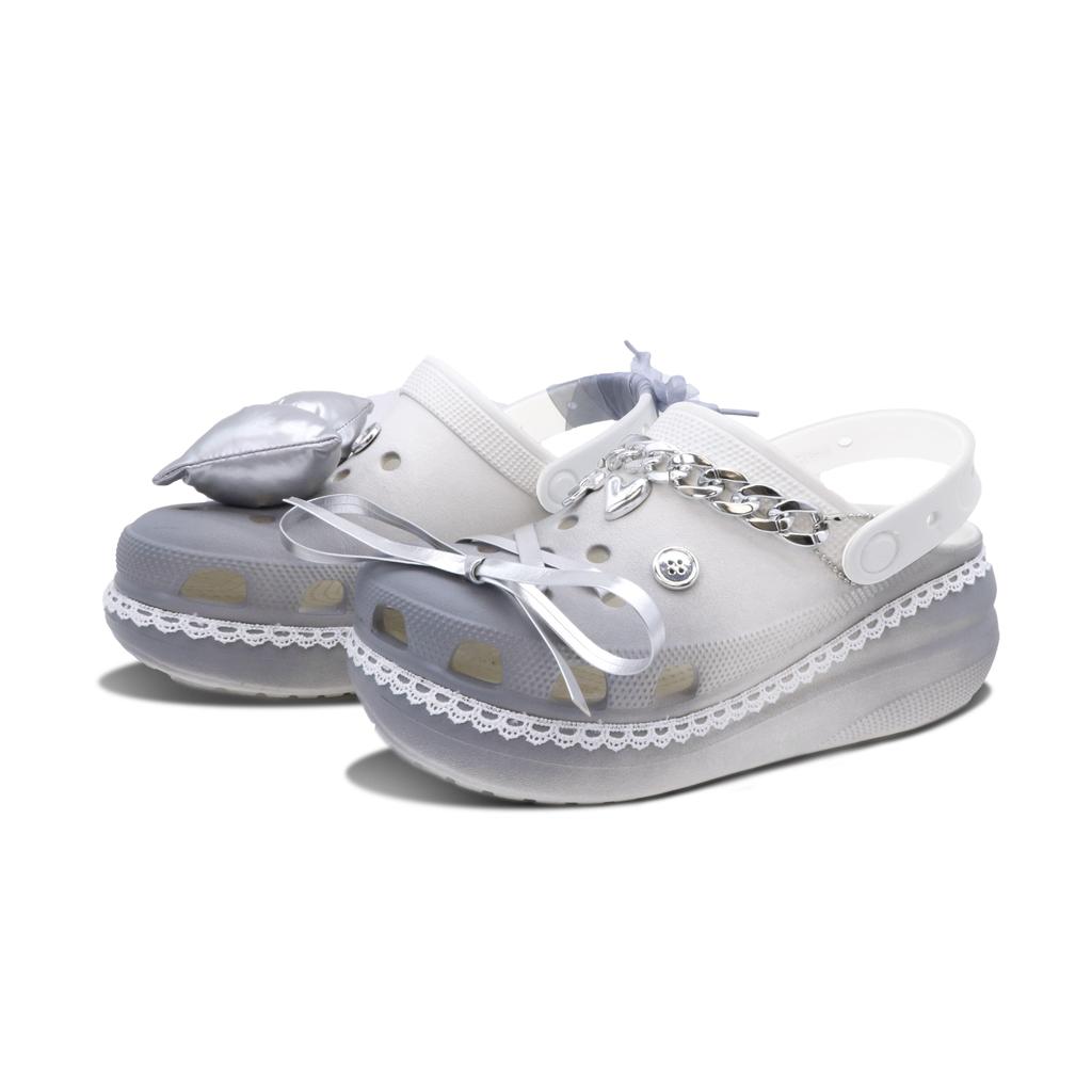 Crocs Crush Clog Clogs Unisex Gray White 207521-100(Team147-)