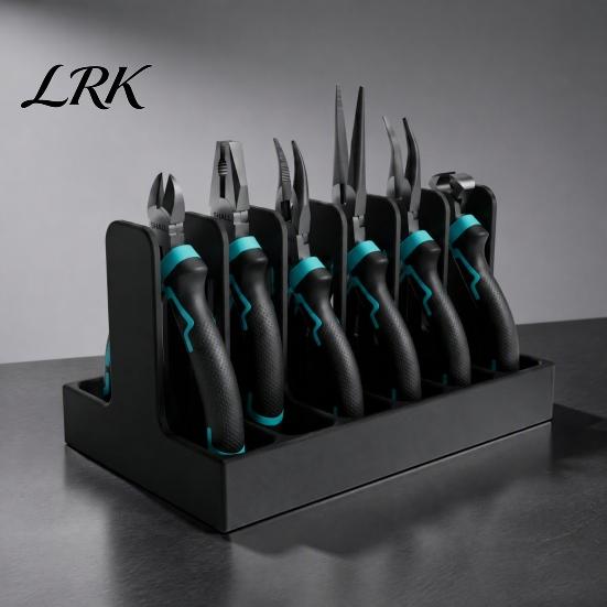 Workbench Tool Holder 3D Printed Gridfinity Pliers Storage Organizer, Vertical 3/6 Slot Plier Rack, Diagonal Desktop Tray for Needle Nose Pliers,