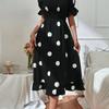 Dameskleding Slim Fit Zoete Ruche Korte Mouwen Maxi Jurk
