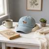 Cute Dog Embroidered Denim Baseball Cap With Wide Brim For Casual Wear