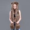 Cartoon Plush Hat Scarf Glove Set - Cute Faux Fur Cap
