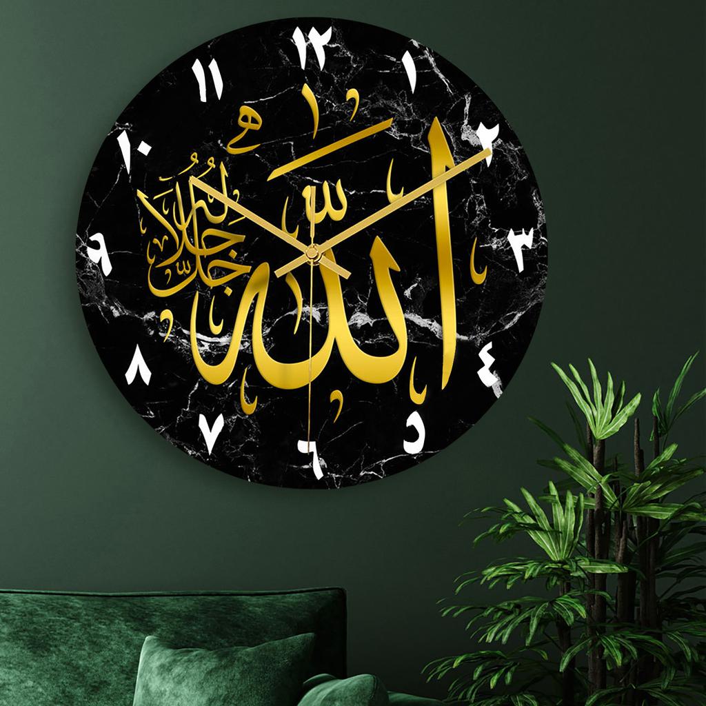 2024 New Acrylic Mirror Decorative Clock Islamic Calligraphy Decoration Silent Wall Decor Home Clock Clock Wall 3D Pendulum