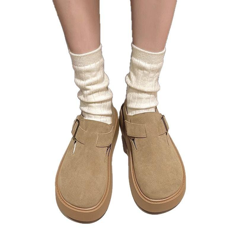 Platform Women's Shoes New Spring and Autumn Season One-pedal Lazy Shoes Height Increase Versatile Single Shoes