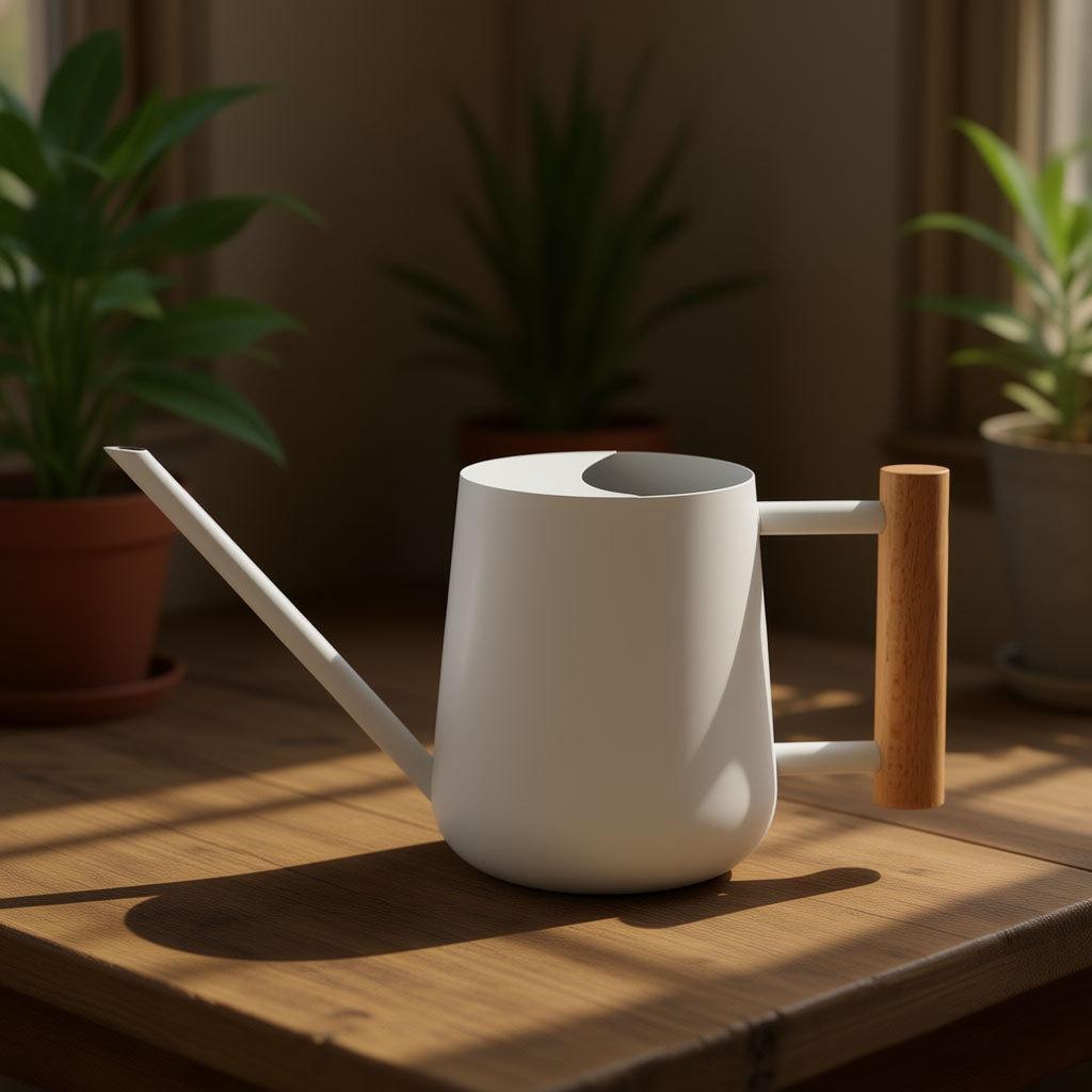 

Stainless Steel Spray Kettle Long-Spout Indoor Watering Can Gardening Tool Metal Watering Can with Wooden Handle Wholesale білий
