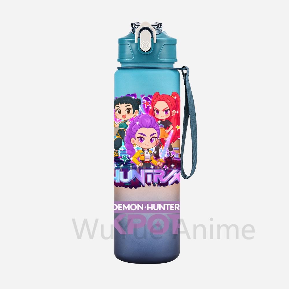 Anime K-Pop Demon Hunters Character Water Cup Large Capacity Outdoor Portable Rope Drinking Bottle Gift for Boys and Girls