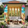 2D Flat - 2D Flat - 2D Flat 2 Sheets Summer Seaside Party Porch Banner Beach Volleyball Parrot Coconut Design Flag Suitable for Summer Party Decoratio