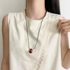 LATS Korean Simple Red Drop Pendant Necklace for Women Exquisite Sweater Chain Jewelry Accessories
