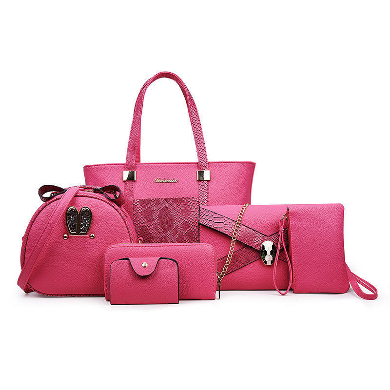 New Fashion Trend Classic Embossed Snake Pattern Shoulder Handbag Six-piece Oblique Span Bag Women's Bag