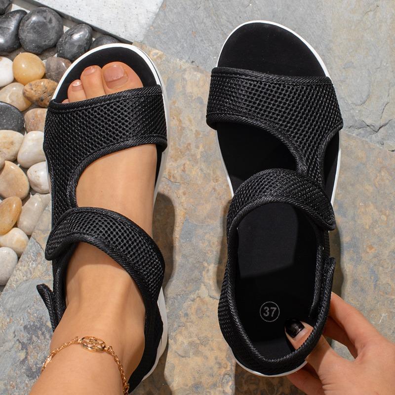 2025 Summer New Arrival Plus Size Chunky Sole Mule-Style Velcro Beach Sandals for Women - Casual Comfortable Women's
