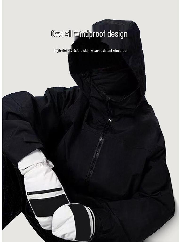 Windproof Ski Gloves for Men & Women, Thick Velvet, Touchscreen-Compatible, Warm 5-Finger Linings for Carving & Winter Sports