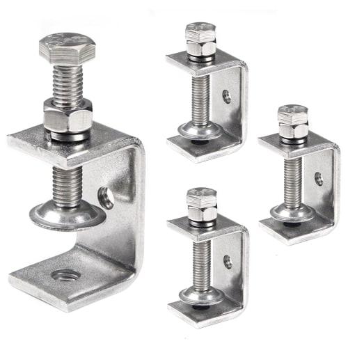 Aicosineg 304 Stainless Steel C-Clamp, 40mm, for Metal Openings, Rust-Resistant, Durable, Wide Screw-Type Clamp, for Woodworking, Gluing, Fastening, W