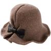 Autumn Winter Fedoras Women Hat Elegant Vintage Bowknot Wool Ladies Hat Dome Felt Wedding Church Jazz Cap Female Bow Bowler