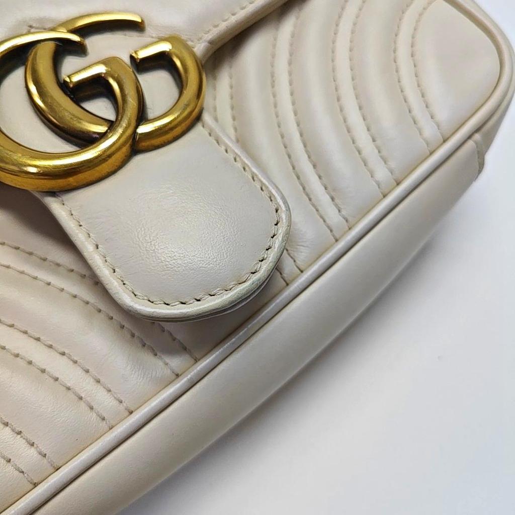 [Pre-Owned] Gucci GG Marmont Matelassé Mini Bag 'White' - Very Good #128IQDE