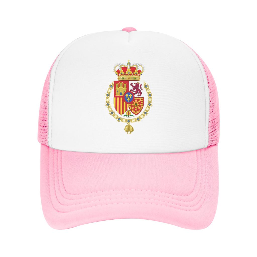 King of Spain Coat of Arms Sun Hats FeUnisex Unisex Mesh Trucker Hat Breathable Print Hiking Fishing Baseball Caps Birthday Present