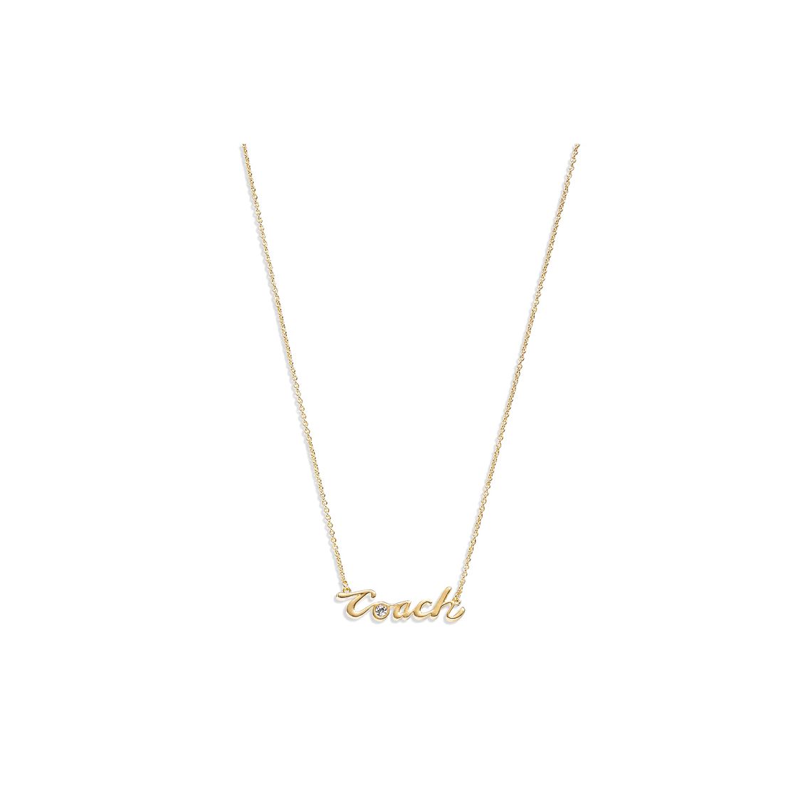Coach Signature Letter Decorative Brass Glass Necklace Women necklace Gold CD792-GLD Gold,F