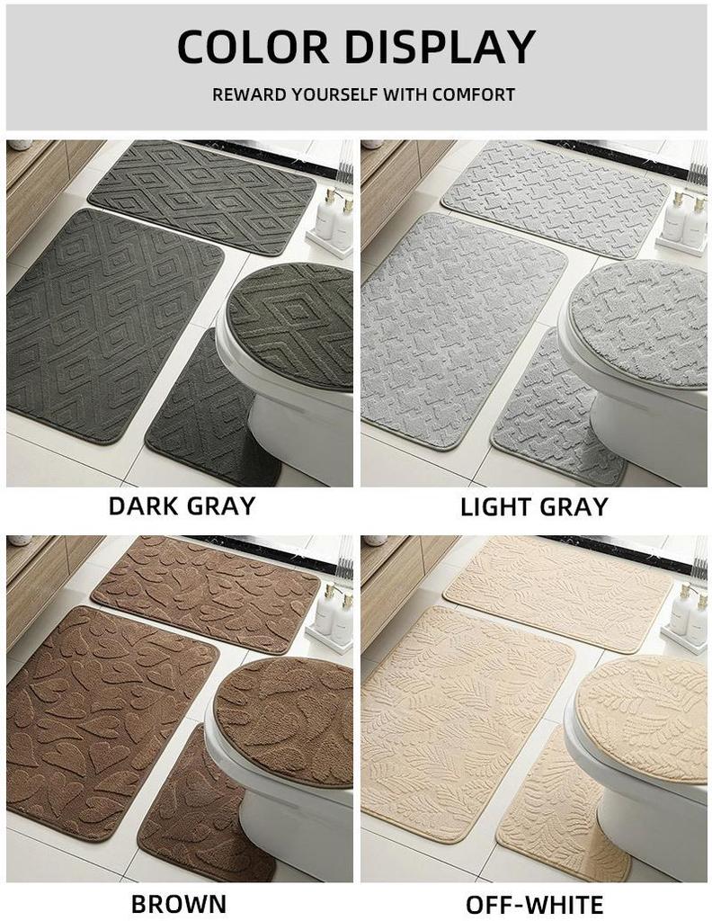 Cashmere-Feel Jacquard Anti-Slip Bathroom & Toilet Door Mat